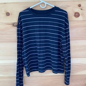 Navy striped long sleeve T-shirt